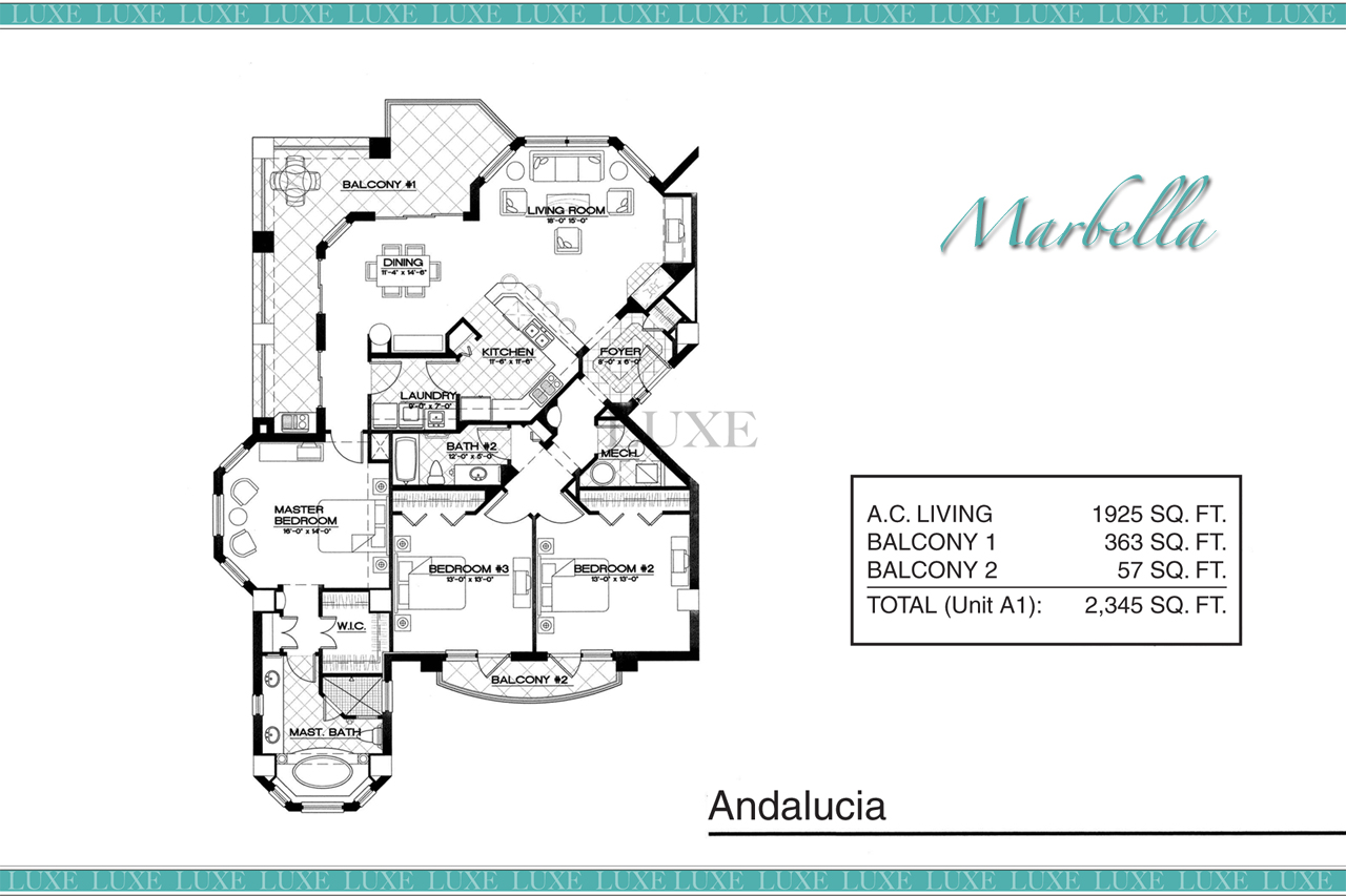 Andalucia Unit 01 - 3343 S Atlantic Ave - Marbella Floor Plans Daytona Beach Shores - The LUXE Group 386.299.4043
